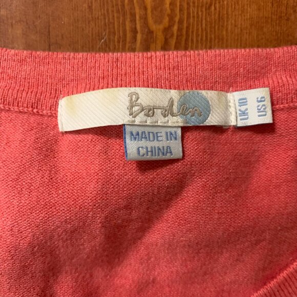 Boden Petal Pink Crewneck Button Front Women's US 6 3/4 Sleeve Cardigan Pastel - Picture 3 of 10